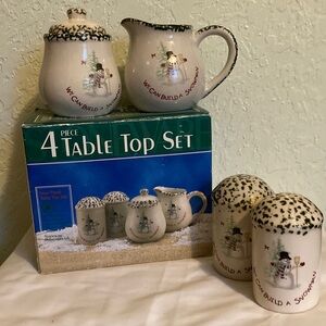 4 Piece Ceramic table top Holidays Sugar,Creamer, Salt Pepper Shaker dishwasher
